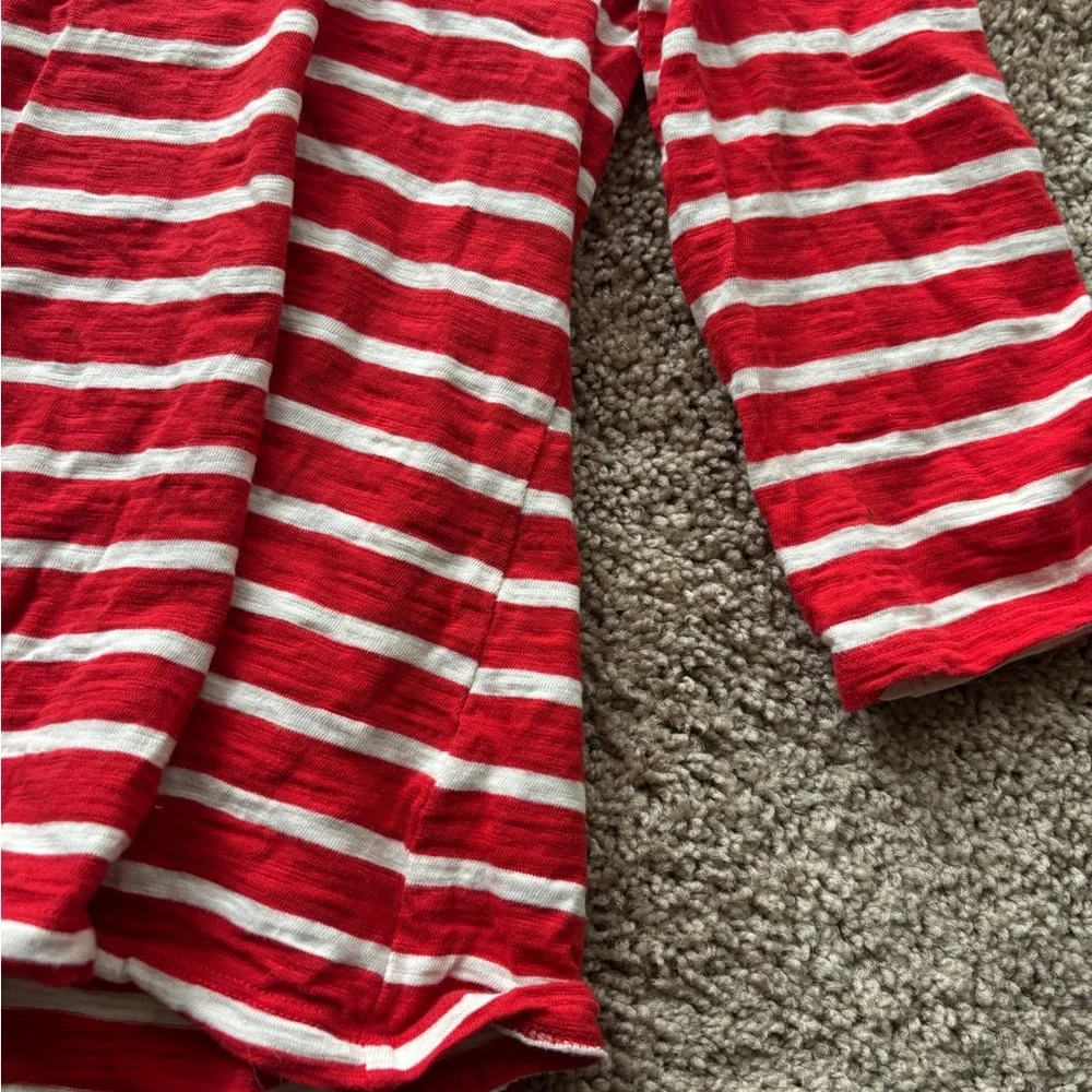 Talbots Red and White Striped 3/4 Sleeve Sailor Collar Blouse - Picture 4 of 4